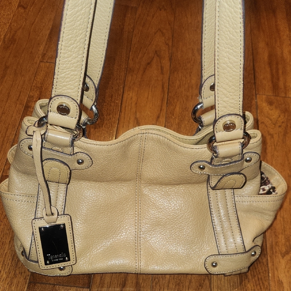 Tignanello Genuine Leather Shoulder Bag Tan Brown Medium